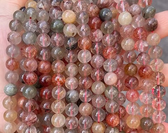 Natural 7A multicolor Rutilated Quartz Smooth Round Beads,6mm 8mm 10mm Loose stone beads supply.15" strand DIY Accessories