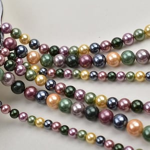 Mixed color Sea Shell Pearls Smooth Round Beads,Sea Shell Pearls Beads,supply 15&quot;strand  DIY Accessories 6mm,8mm,10mm,12mm