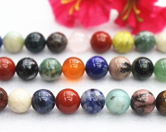 natural Mixed Stone Smooth and Round Beads,6mm 8mm 10mm 12mm Mixed Stone Beads,beads wholesale supply.15" strand