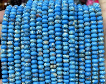 Natural Blue Sea Sediment Jasper Rondelle Beads,Sea Sediment Jasper Gemstone Beads supply 15" strand 4x6mm 5x8mm