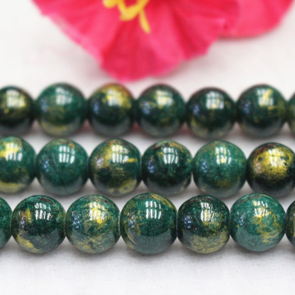 Green gold jade beads,Mountain Jade beads,Malaysian Jade Beads,6mm 8mm 10mm 12mm Smooth Round Beads,Candy Jade Beads 15" per strand