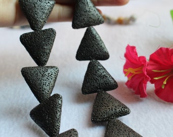 Color Lava beads, triangle shape Beads 26x25x8 mm,black Lava beads,volcanic rock beads 15" per strand
