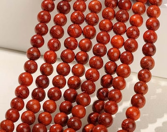 Natural Red Sandalwood Smooth Round Beads,6mm 8mm 10mm Buddha Beads,Beads supply 15" strand DIY Accessories