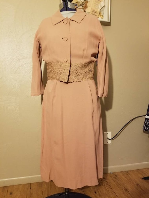 1940s pink dress and jacket set