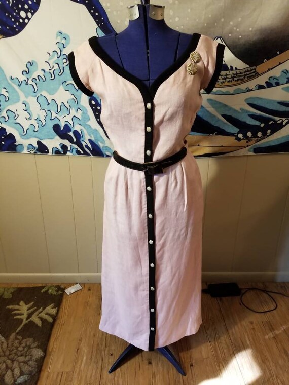 1950s/1960s Pink Irish Linen Carlye Dress
