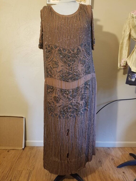 1920s beaded flapper dress evening gown