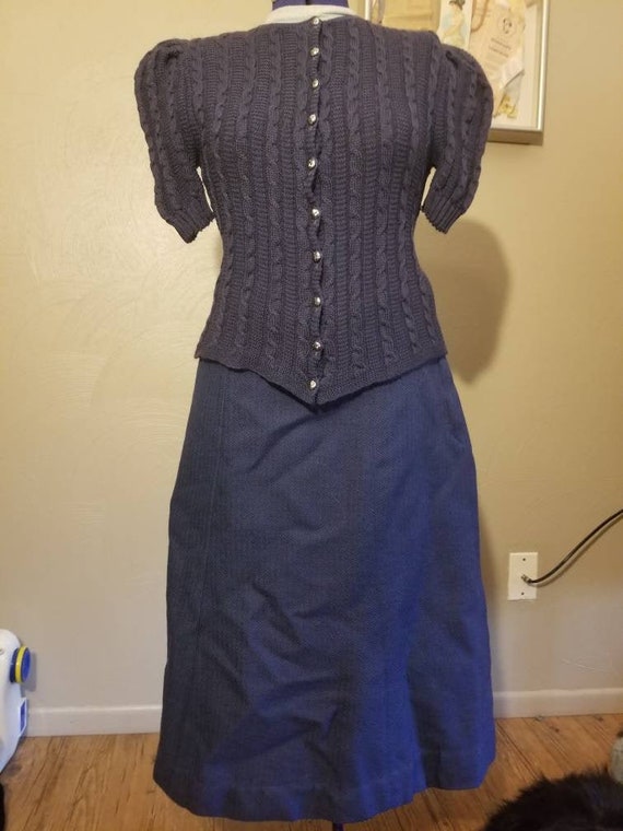 1940s navy sweater and skirt set