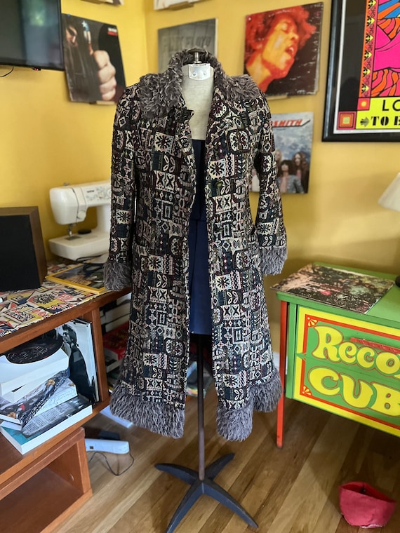 Vintage penny lane tapestry coat 1960s 1970s