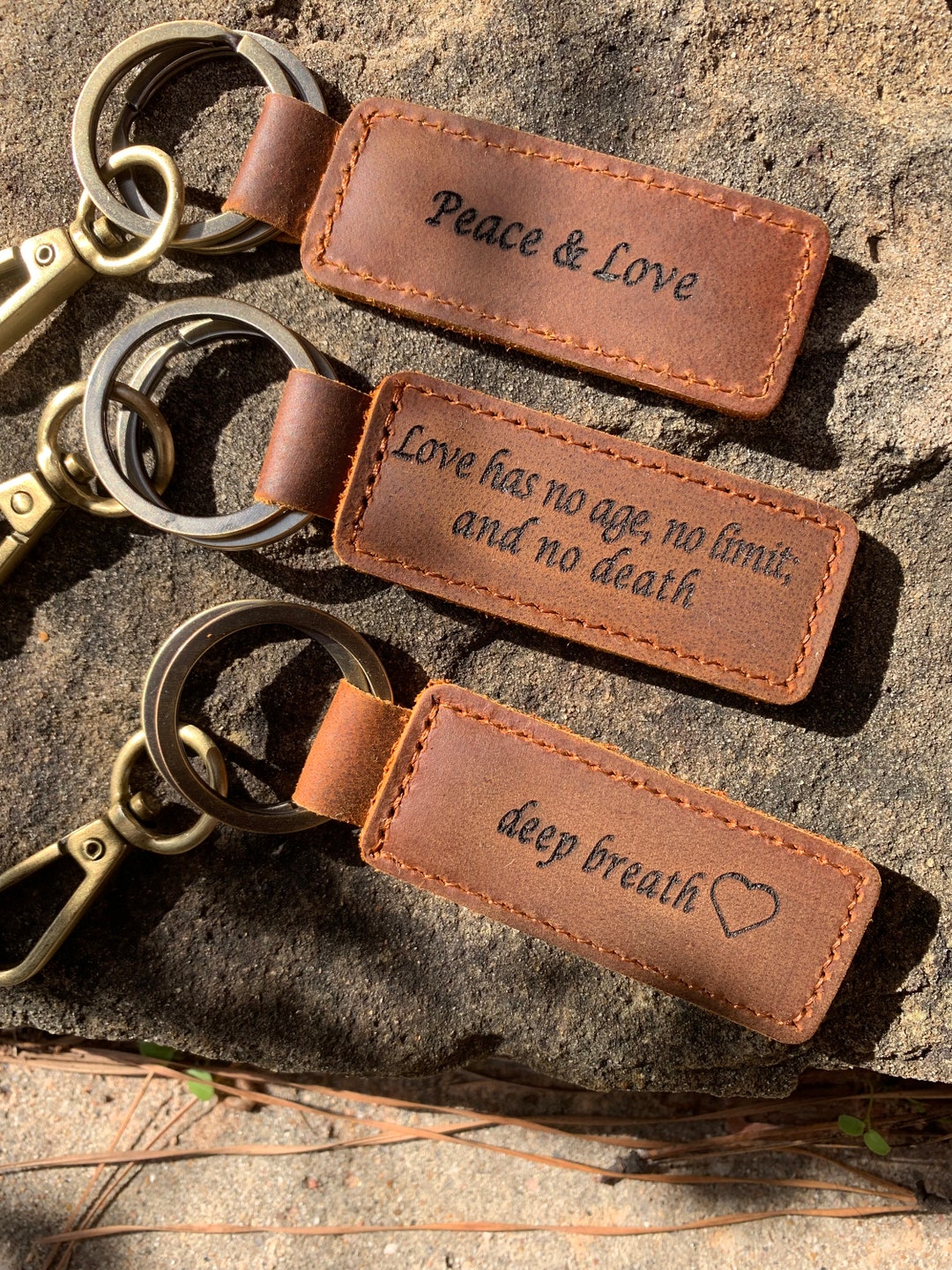 Personalized Leather Keychain. Custom Key Fob. Custom Keychain