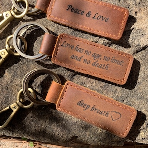 Personalized Leather Keychain. Custom Key Fob. Custom Keychain. Christmas Gift . Laser Engraved Leather. Keychain Made in USA. Monogrammed.
