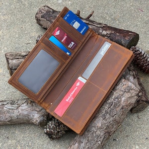 Monedero largo unisex, cartera de cuero personalizada, cartera de cuero largo, grabado láser, cartera personalizada, regalo de los hombres, regalo de las mujeres, regalo de Navidad