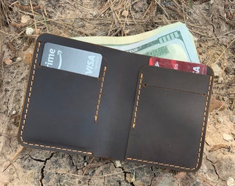Minimalist  Wallet, Distressed Leather Wallet, Minimalist Classic Billfold, Classic Leather Wallet, Cowhide Billfold Wallet