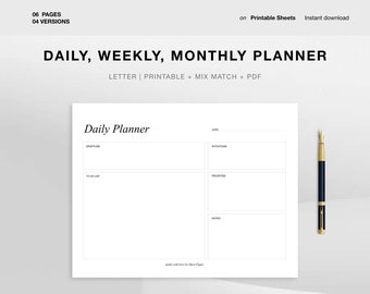 Daily Planner Weekly Planner Printable Planner Planner Set - Etsy