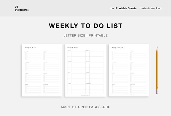 Weekly to Do List Printable Weekly Task List Template Weekly - Etsy