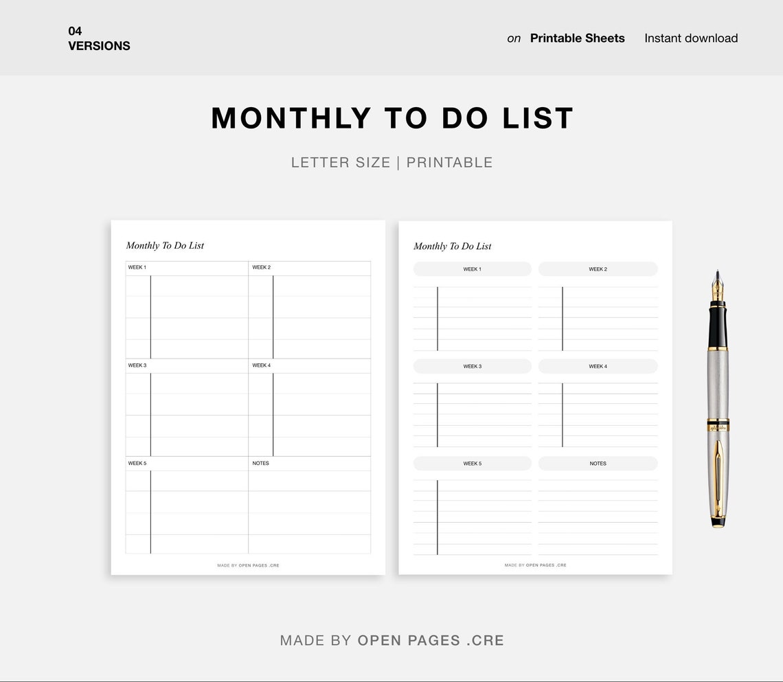 Monthly to Do List Printable Monthly Task List Template | Etsy