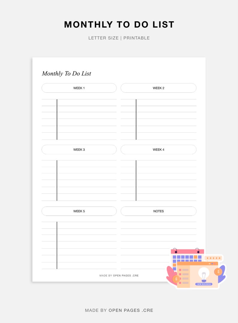 Monthly to Do List Printable Monthly Task List Template - Etsy