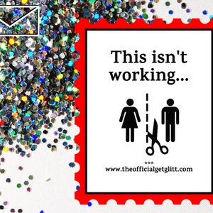Glitter Bomb Carta Broma Mail: Esto no está funcionando Glitter Bomb Anónimo Broma Mensaje Nota / Ruptura / Divorcio / Separación / Tramposo