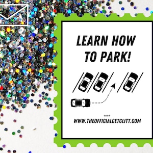 Scherzo con lettera e bomba glitterata: impara a parcheggiare con una bomba glitterata. Messaggio scherzo anonimo. Nota / Parcheggio / Vicino fastidioso / Cattivo conducente.