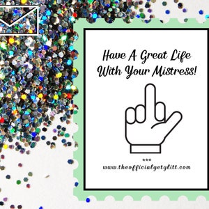 Glitter Bomb Letter Joke Mail: Have a great life with your mistress Glitter bomb Anonymous Prank Message Notiz | Scheidung | Betrügen | Betrüger