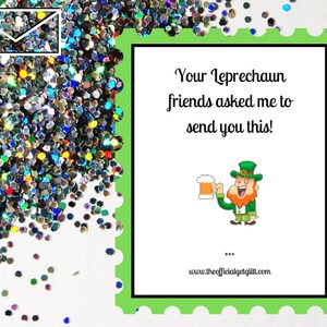 Glitter Bomb Letter Joke Mail: Seus amigos duendes me pediram para enviar isso para você! - Dia de São Patrício