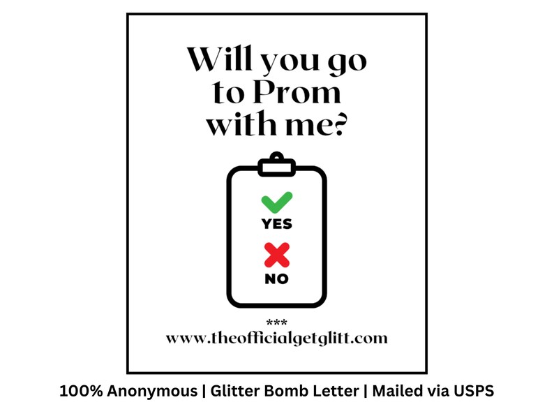 Glitter Bomb Letter Joke Mail Will You Go to Prom With Me Glitter Bomb