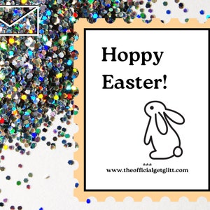 Glitter Bomb Letter Joke Mail: Hoppy Easter Glitter Bomb Mensagem de pegadinha anônima Nota | Presente de Páscoa | Carta Brilhante | Feliz Páscoa