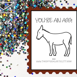 Glitter Bomb Letter Joke Mail: You're an Ass Glitter Bomb Anonymous Prank Message Note | Hass Sie | Arschloch | Unhöfliche | Wütende | Scheidung