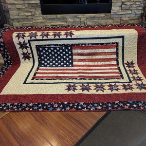 Among the Stars Quilt pattern, flag, patriotic, sea shells, White Sands, Northcott, American Pride