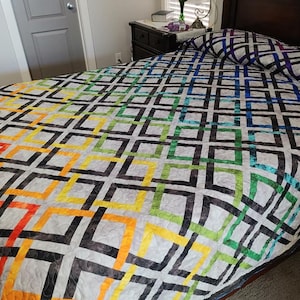 Pot of Gold quilt pattern, batiks, Digital, Timeless Treasures, Misty, Clothworks