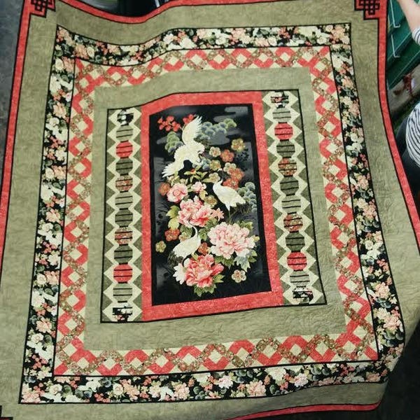 Oriental Garden Quilt pattern. Multi sized, Panel