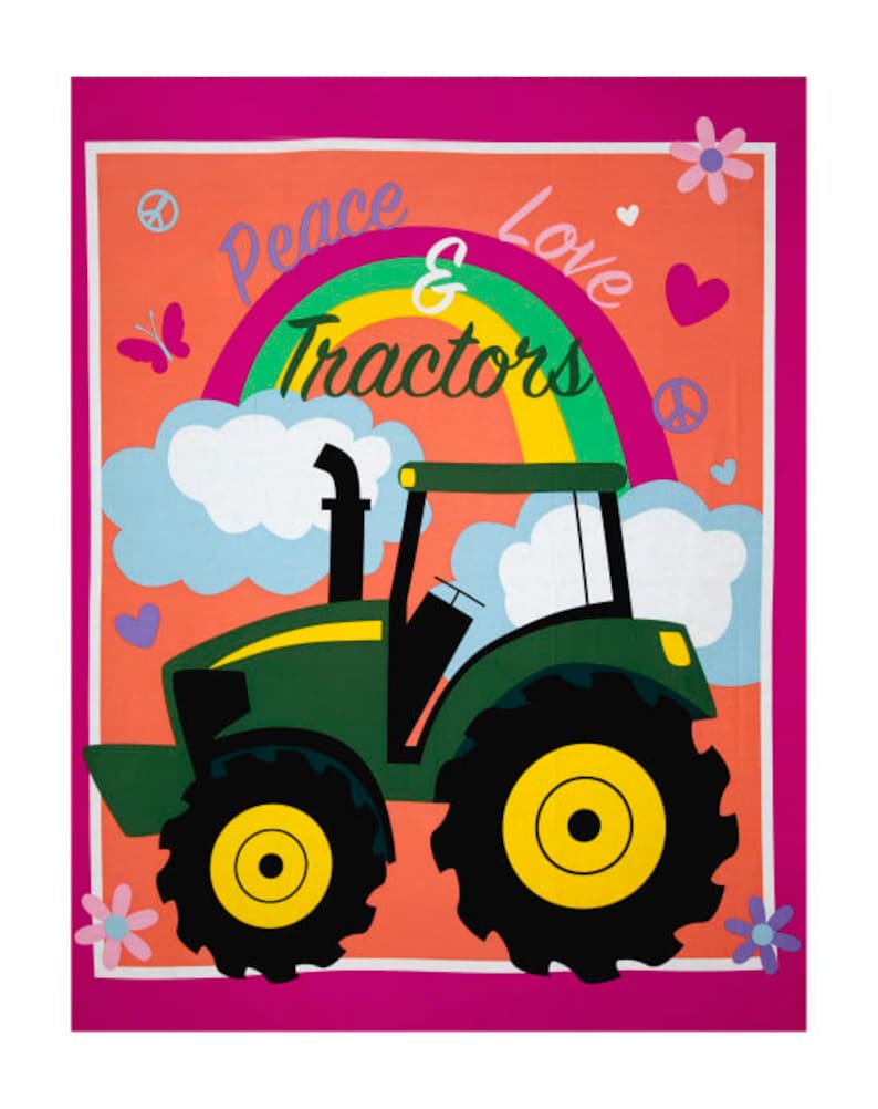 John Deere Quilt Panel Peace Love and Tractors. 36 X Etsy