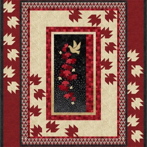 Patrón de colcha de hojas dispersas, versión canadiense, Northcott, Quilts of Valour, copia impresa
