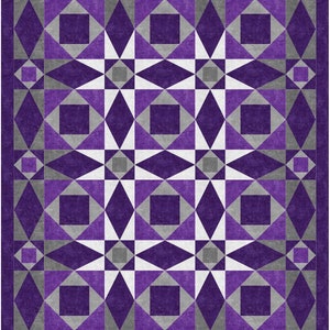 FREE SHIPPING, Waverly Storm at Sea variation quilt kit. Throw, Purples and greys, Northcott Canvas fabric, The Fabric Addict