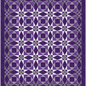 May include: A purple and white geometric pattern with a repeating design of squares and triangles.