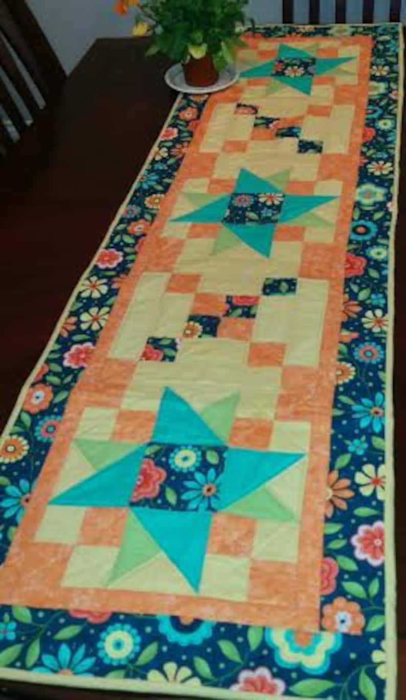 Shooting Stars PDF table or bed runner quilt pattern Easy to make.