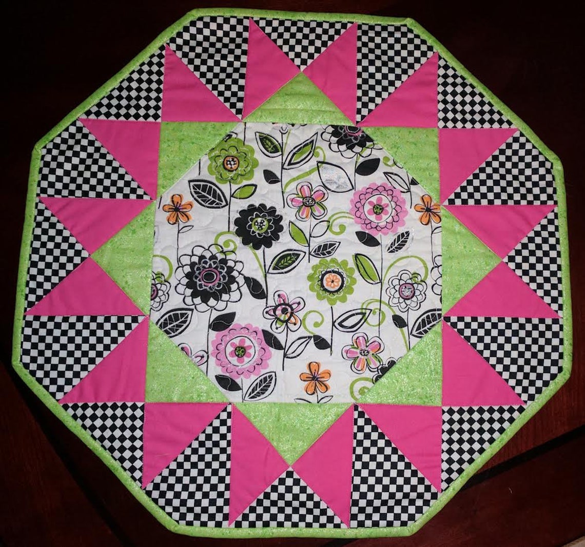 FREE SHIPPING Quilted Table Topper Kit Sunburst Bright Etsy
