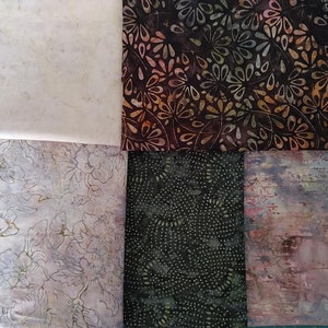 Free shipping, Brown and green batik fat quarters, Timeless Treasures, The Fabric Addict