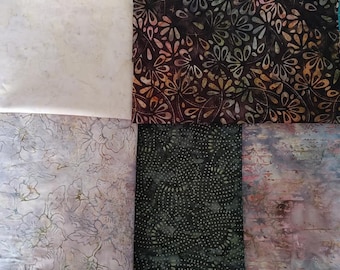 Free shipping, Brown and green batik fat quarters, Timeless Treasures, The Fabric Addict