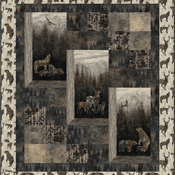 Serene Scenes quilt pattern, wildlife, outdoors, panels