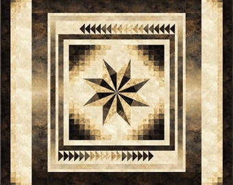 Gradient Star Queen Sized quilt kit, Onyx, dark brown, Northcott, Stonehenge Gradations, The Fabric Addict