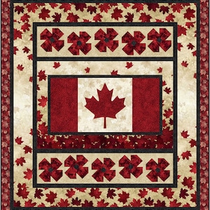 Canadian Poppies quilt pattern. Northcott Stonehenge.