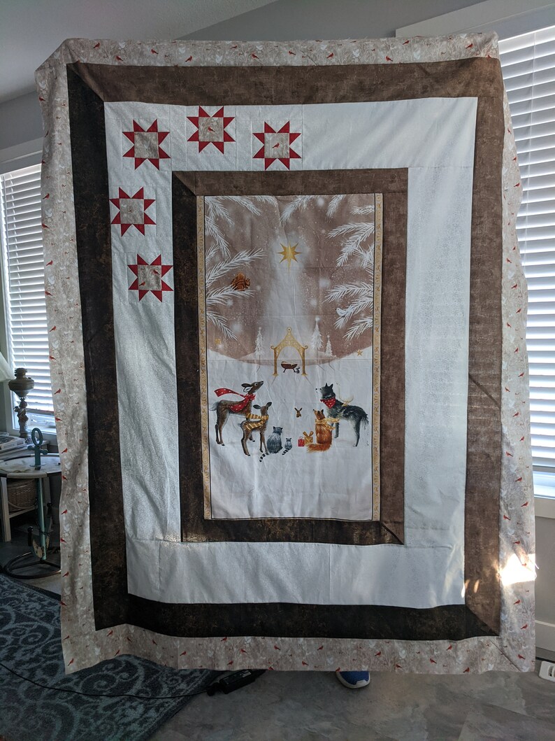 Five Star Quilt Kit Nativity Panel Easy to Make Woodland Etsy