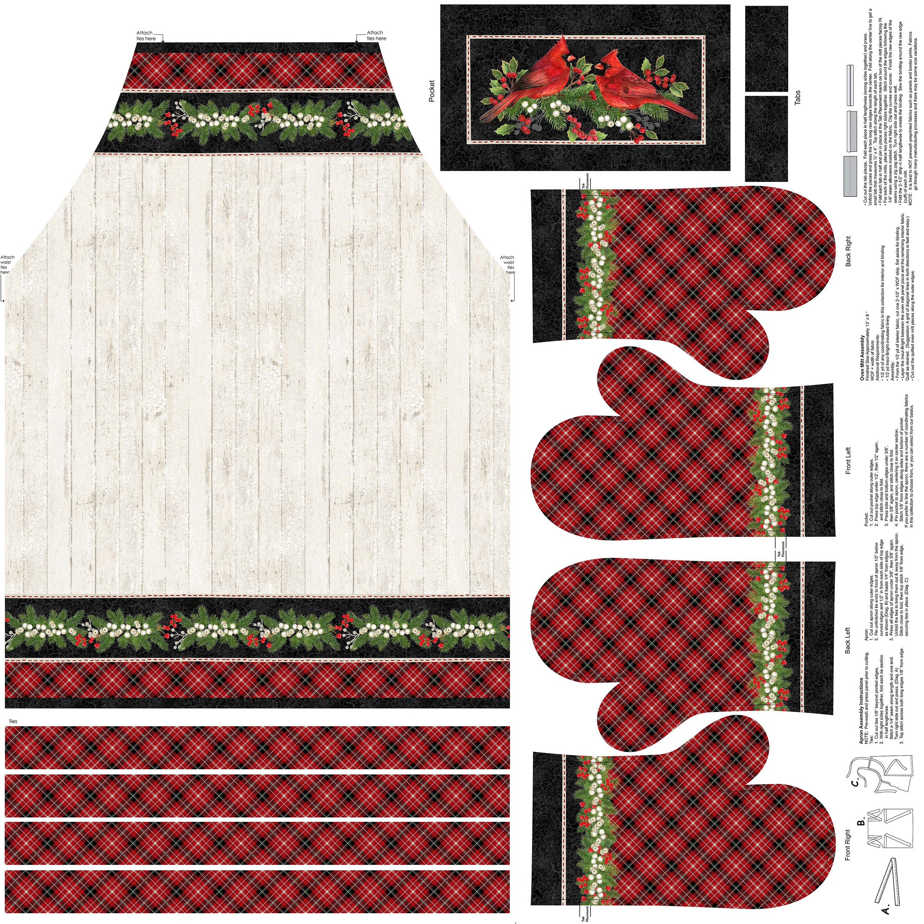 Cardinal Woods Apron And Oven Mitts Quilt Panel Northcott Etsy India