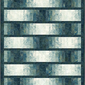 May include: A quilt pattern with alternating rows of white and blue squares. The blue squares are a gradient of shades of blue and green.