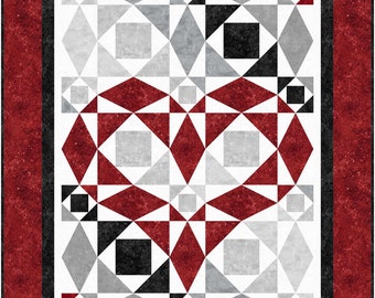 Our Hearts Will Go On Throw quilt kit, Storm at Sea, Red, black, grey