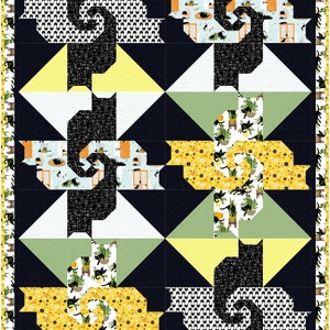 Cats in the Kitchen quilt pattern downloadable, quilt pattern, queen, twin, baby image 3