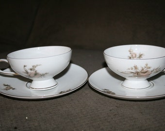 Rosenthal colonial continental Rose Tea Coffee Cups and Saucer Set of 2