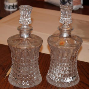 Nachtman German Lead Crystal Decanter Set Optic Cubist Highly Reflective