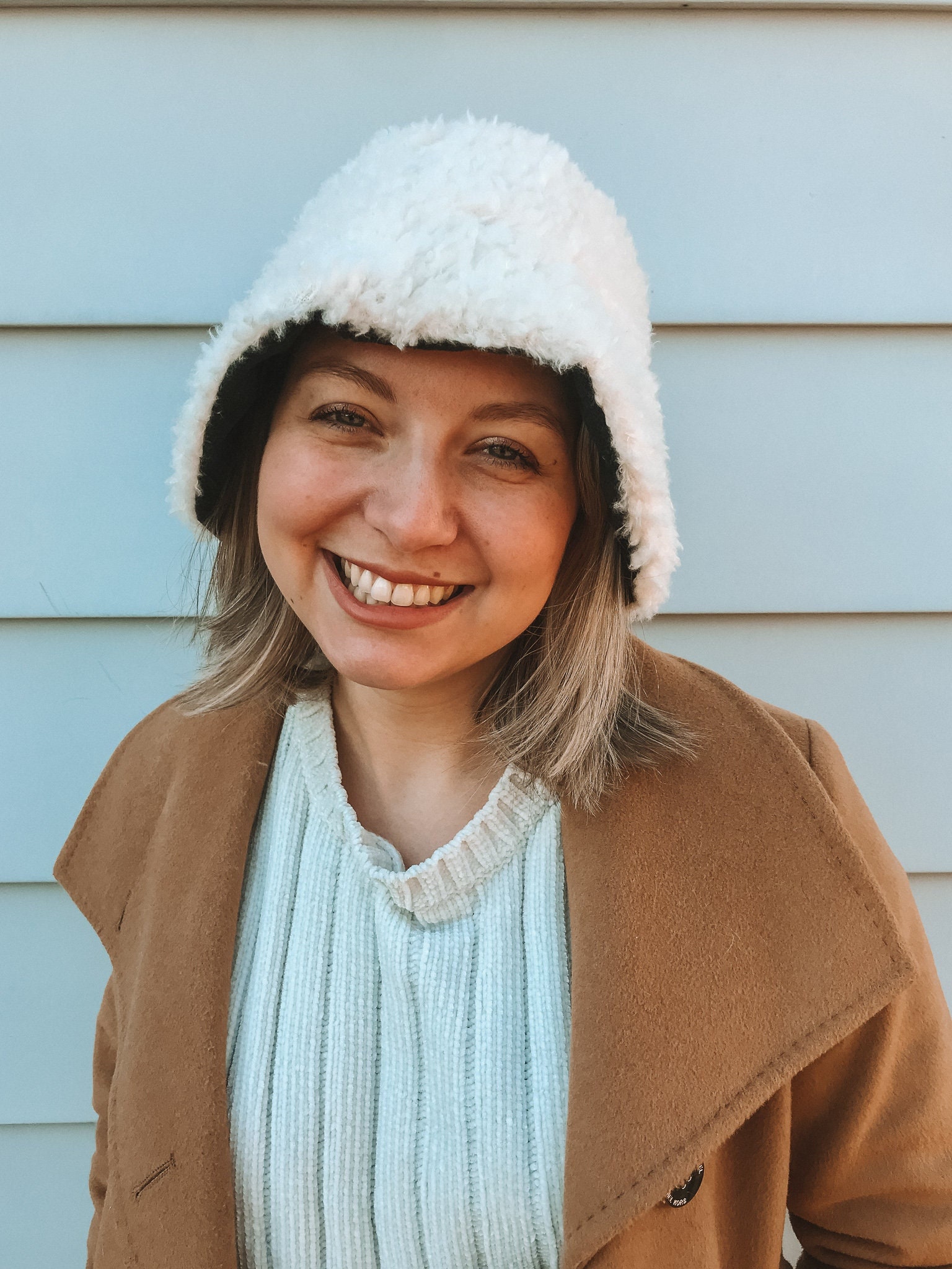 Reversible White and Black Fuzzy Bucket Hat 90s Vintage Etsy