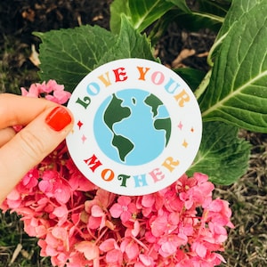 Mother Earth Sticker / Earth Day Bumper Sticker /70s Inspired Mother Lover Retro Sticker / Laptop Water bottle Travel Sticker